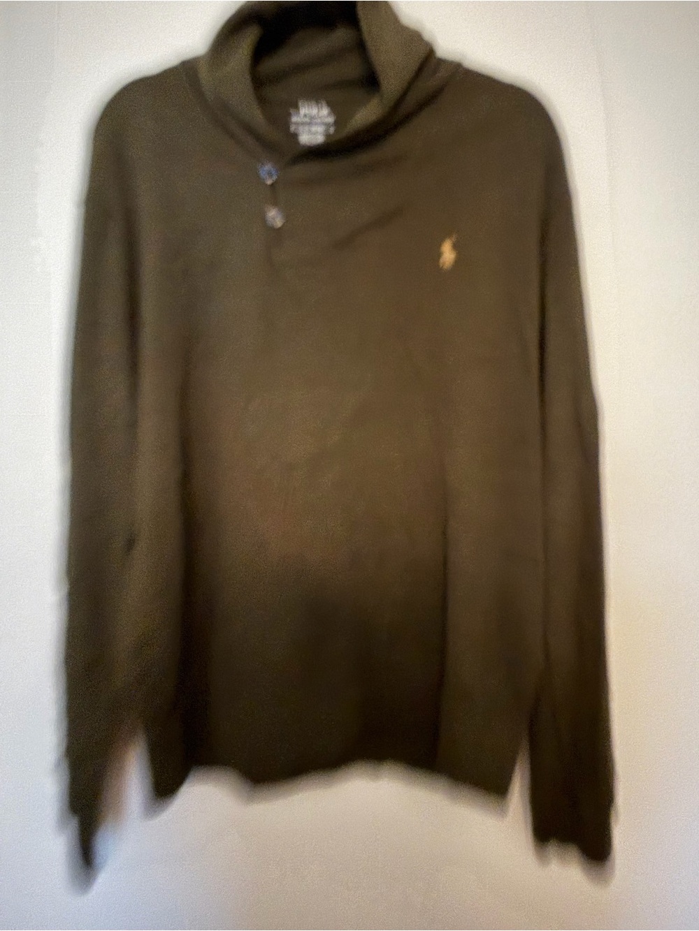 Polo by Ralph Lauren Olive Green Knit Shawl Collar Shirt